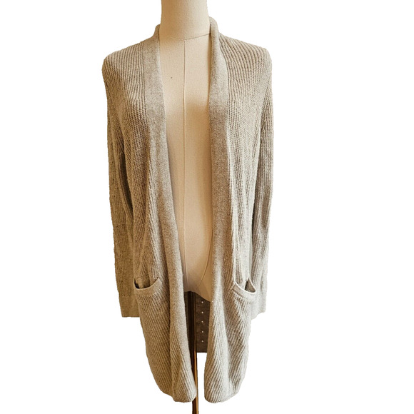 Banana Republic Womens Taupe Light Tan Long Line Drape Cardigan Sweater XS 2 4 - Picture 1 of 6